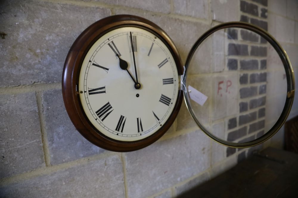 A Victorian mahogany wall dial, 37cm diameter